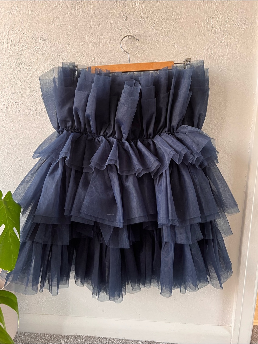 Altar’d State Daria Tulle Strapless Mini Dress Navy Women’s Medium